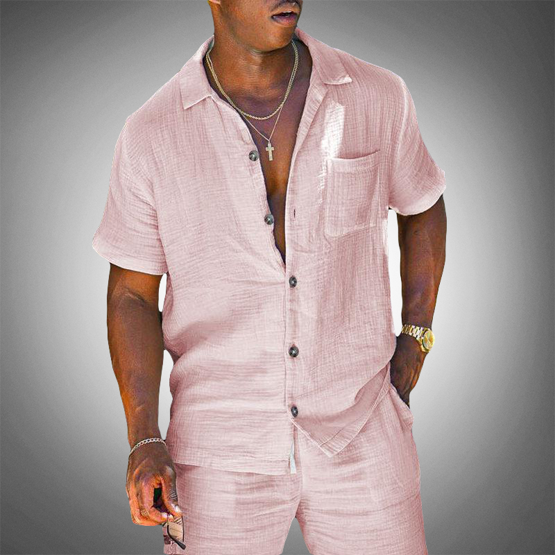 Da Uomo Completo Lino Relax Bottoni Casual Moderno