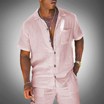 Da Uomo Completo Lino Relax Bottoni Casual Moderno