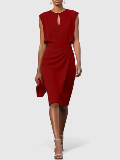 Da Donna Abito Midi Drappeggiato in Vita Eleganza Raffinata