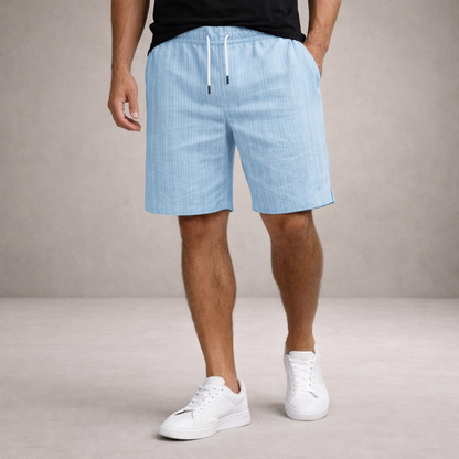 Da Uomo Bermuda Lino Coulisse Vestibilità Relax Moderna