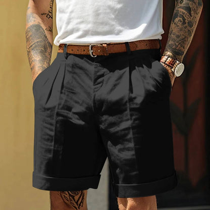 Da Uomo Bermuda Pinces Risvolto Sartoriale Eleganza Moderna