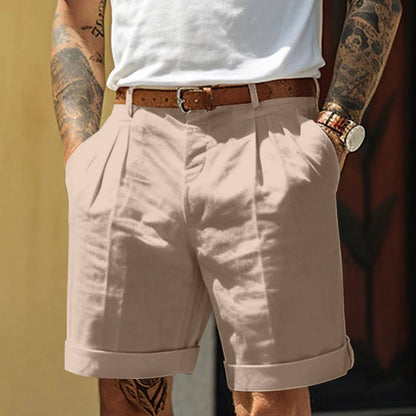 Da Uomo Bermuda Pinces Risvolto Sartoriale Eleganza Moderna