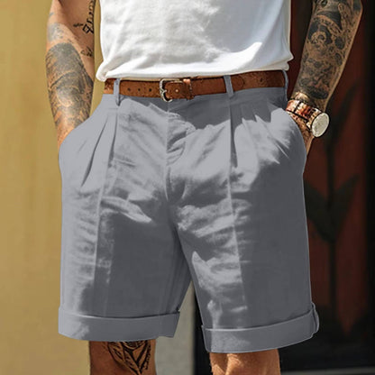 Da Uomo Bermuda Pinces Risvolto Sartoriale Eleganza Moderna