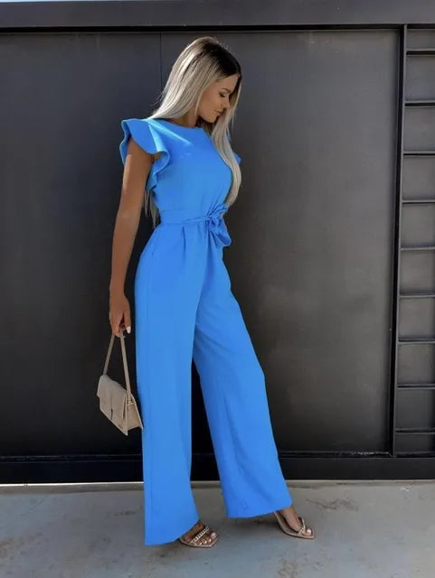 Da Donna Tuta Intera Volant Cintura Vita Wide Leg