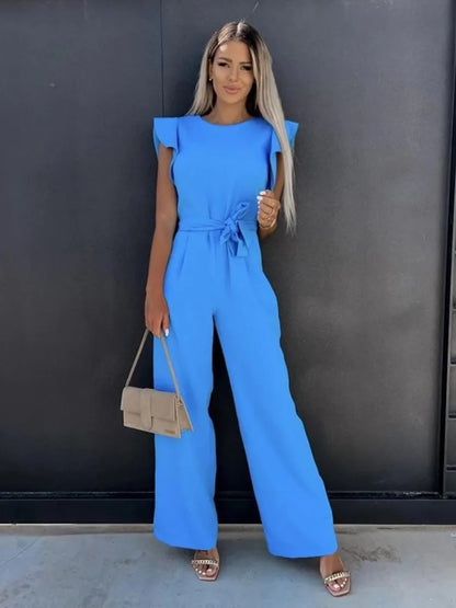 Da Donna Tuta Intera Volant Cintura Vita Wide Leg