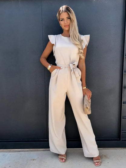 Da Donna Tuta Intera Volant Cintura Vita Wide Leg
