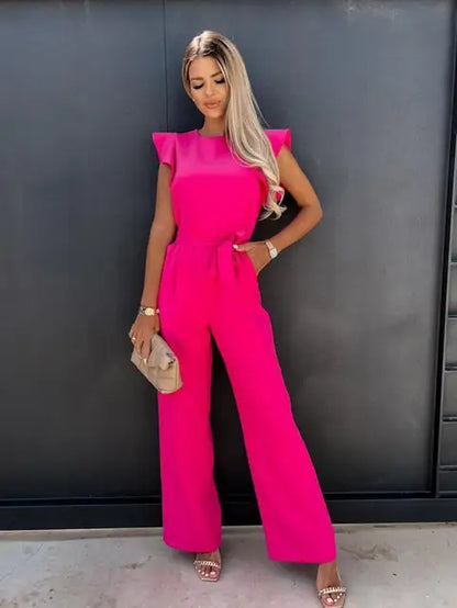 Da Donna Tuta Intera Volant Cintura Vita Wide Leg