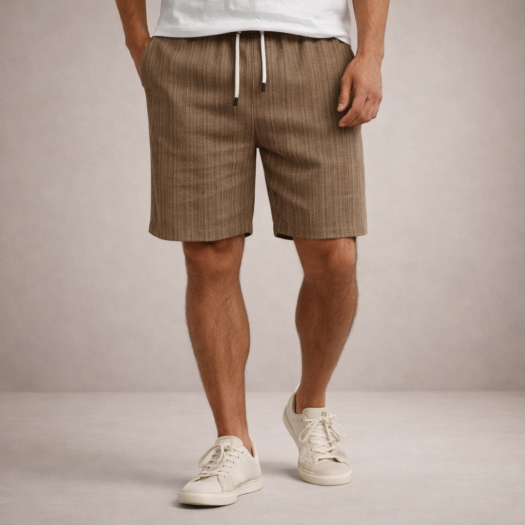 Da Uomo Bermuda Lino Coulisse Vestibilità Relax Moderna