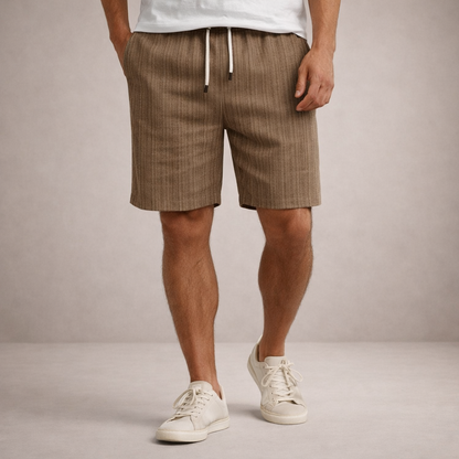 Da Uomo Bermuda Lino Coulisse Vestibilità Relax Moderna