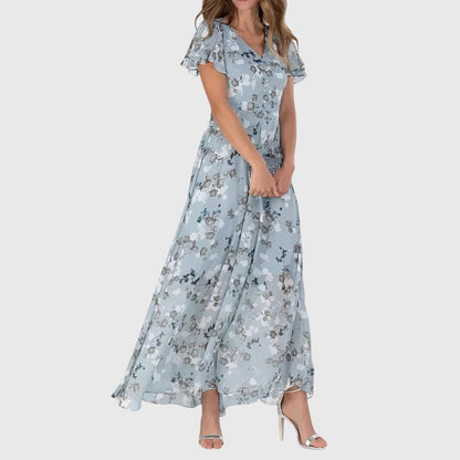 Da Donna Abito Maxi Floreale con Scollo a V Elegante