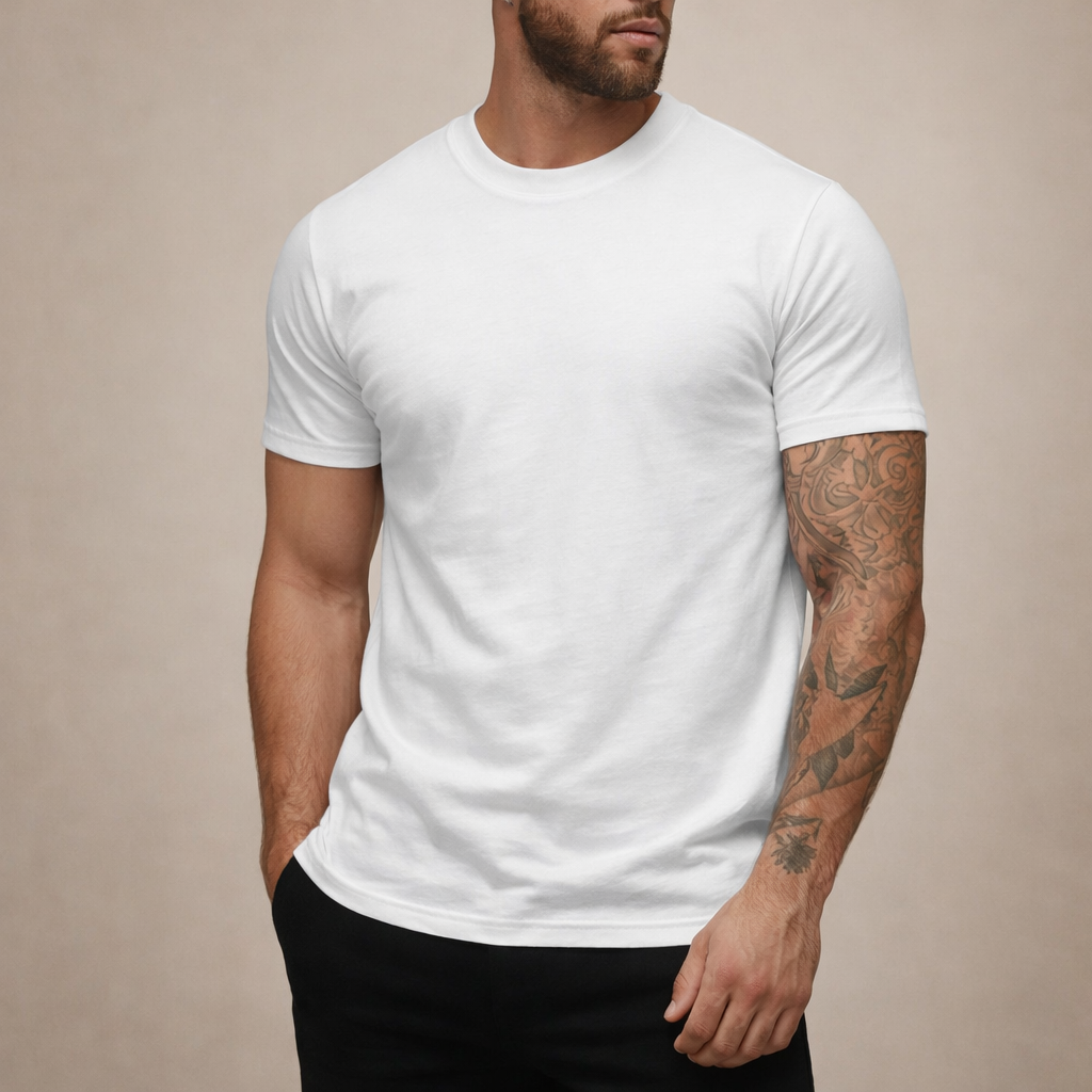Da Uomo T-Shirt Slim Fit Girocollo Essenziale Relax Moderna