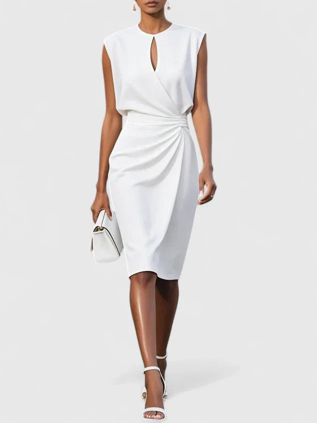 Da Donna Abito Midi Drappeggiato in Vita Eleganza Raffinata