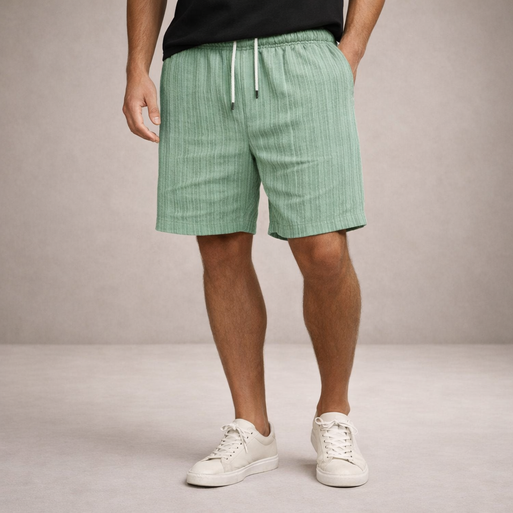 Da Uomo Bermuda Lino Coulisse Vestibilità Relax Moderna