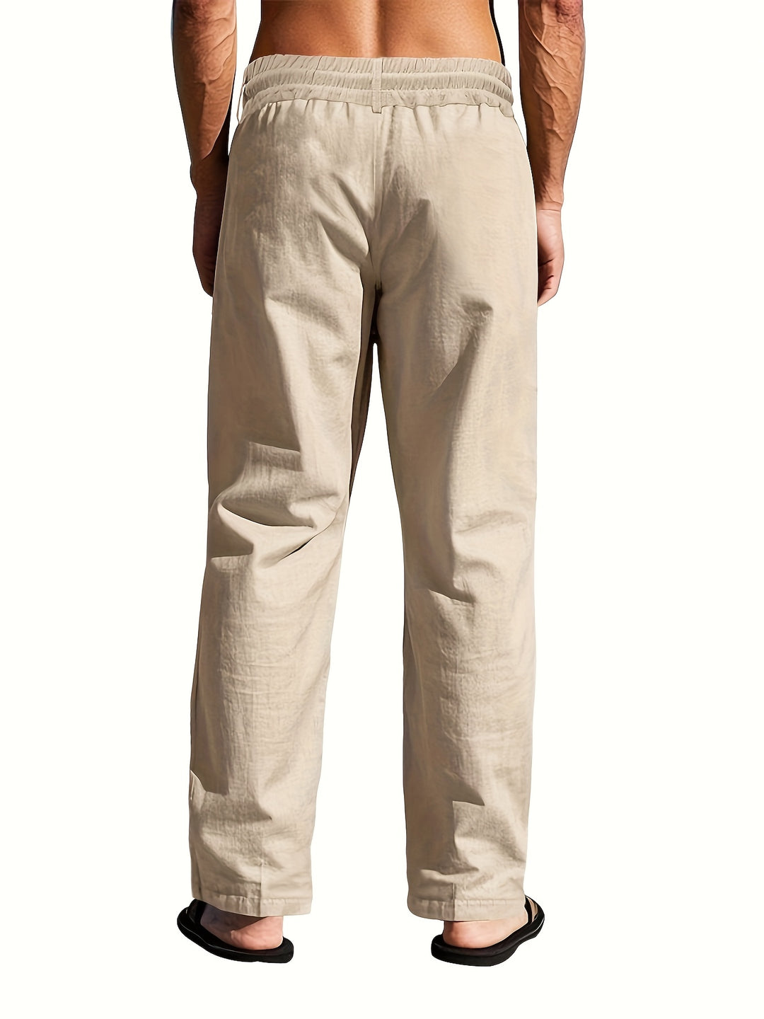 Da Uomo Pantaloni Lino Coulisse Gamba Ampia Relax Moderna