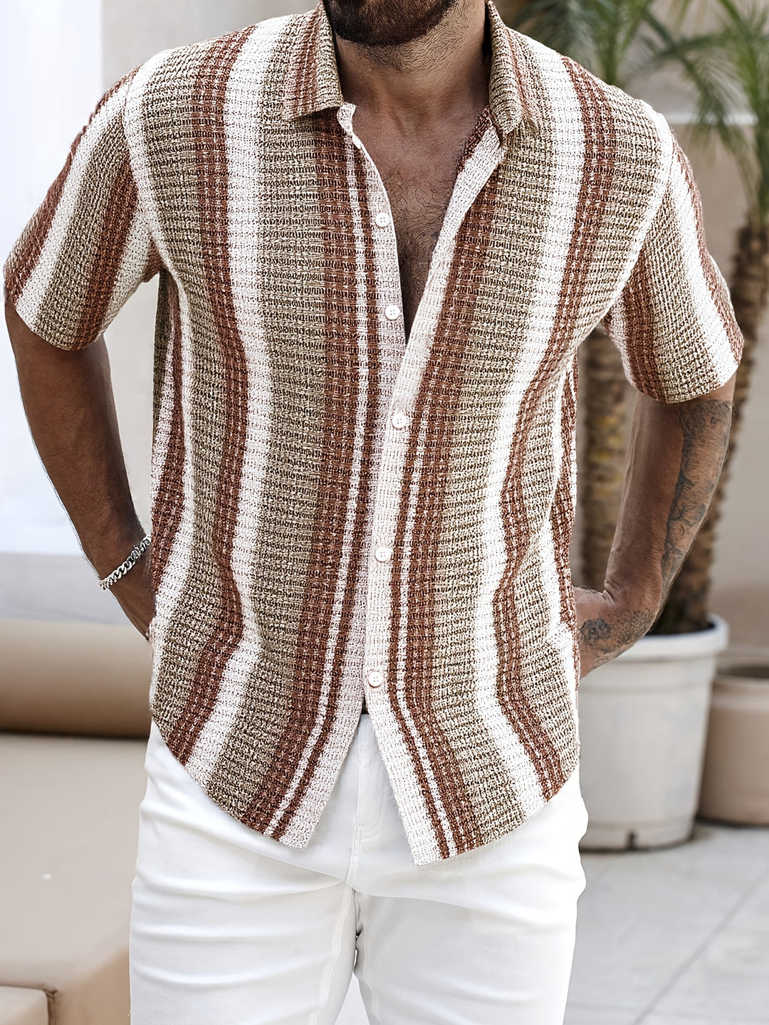 Da Uomo Camicia Motivo Stampato Maniche Corte Relax Moderna