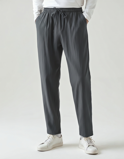 Da Uomo Pantaloni Relax con Coulisse e Gamba Dritta Morbida