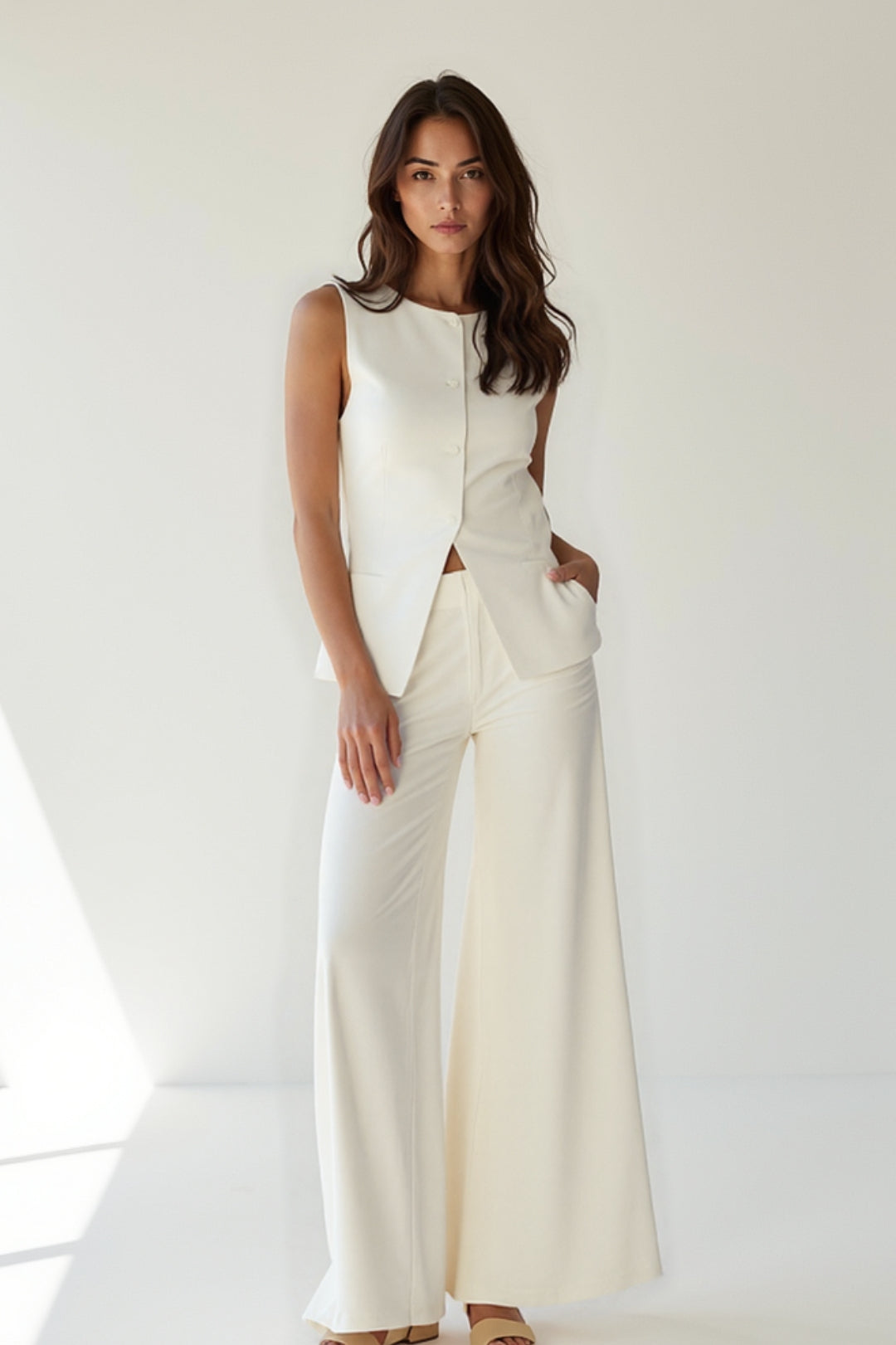 Da Donna Completo Gilet Sartoriale con Pantaloni Ampi