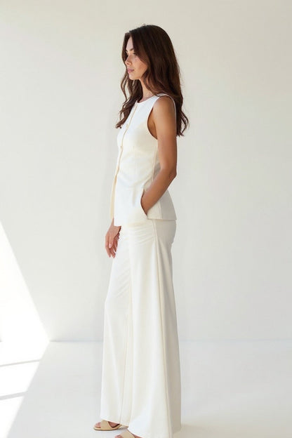 Da Donna Completo Gilet Sartoriale con Pantaloni Ampi
