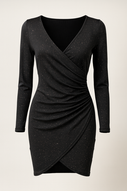 Da Donna Abito Mini Wrap Bodycon con Scollo a V e Dettagli Luminosi
