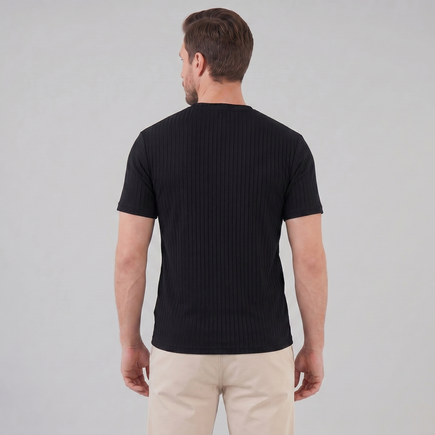 Da Uomo T-Shirt a Costine Girocollo Slim Fit