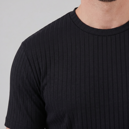 Da Uomo T-Shirt a Costine Girocollo Slim Fit