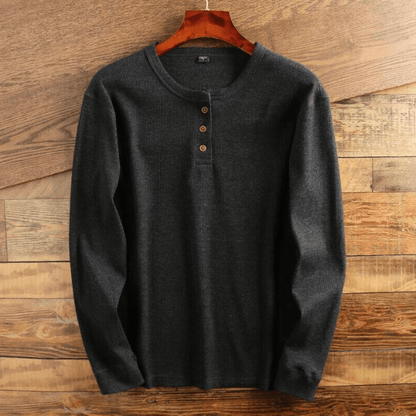 Da Uomo Maglia Henley Texture Waffle Essential
