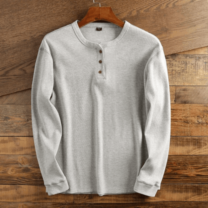 Da Uomo Maglia Henley Texture Waffle Essential