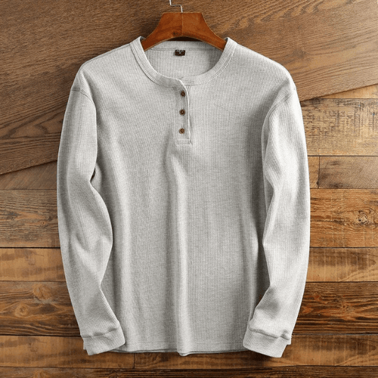 Da Uomo Maglia Henley Texture Waffle Essential