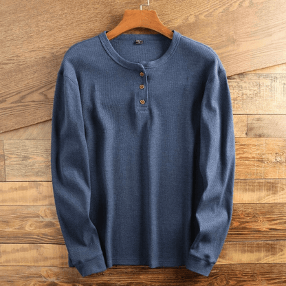 Da Uomo Maglia Henley Texture Waffle Essential