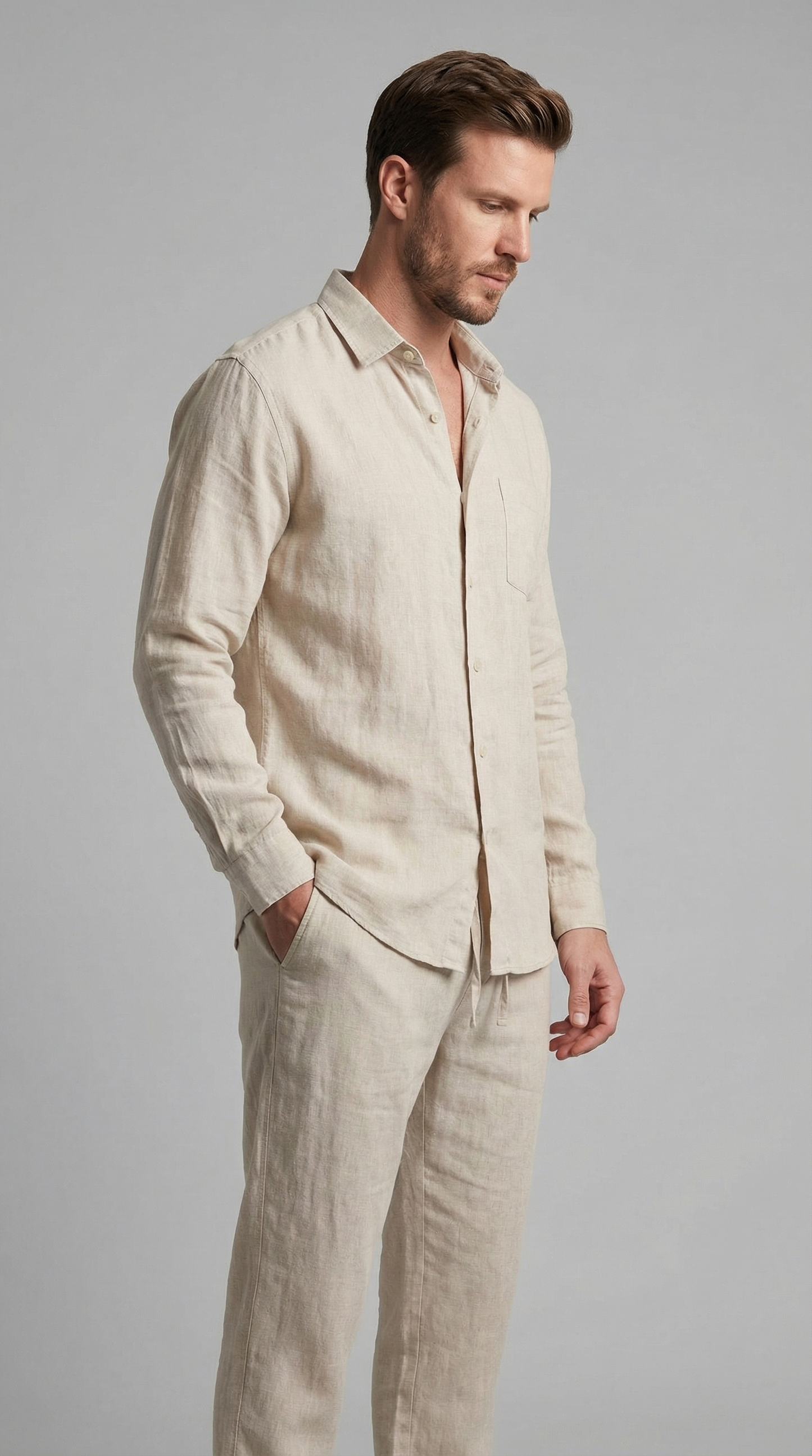 Da Uomo Completo in Lino Relax Smart Casual Moderno