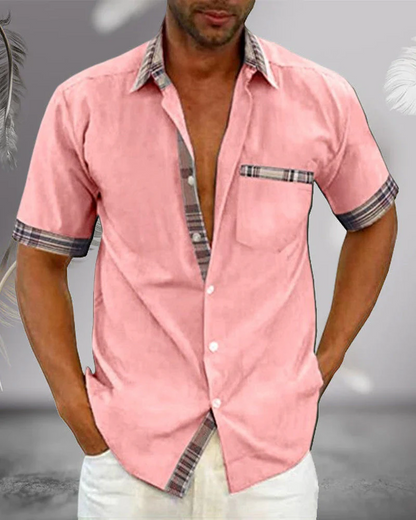 Da Uomo Camicia Manica Corta Colletto Casual Moderna