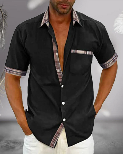 Da Uomo Camicia Manica Corta Colletto Casual Moderna