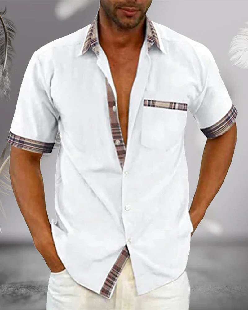 Da Uomo Camicia Manica Corta Colletto Casual Moderna