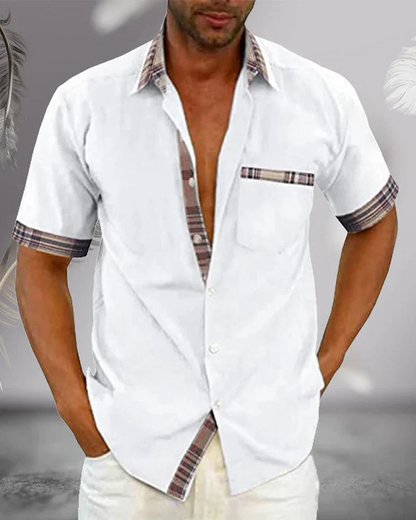 Da Uomo Camicia Manica Corta Colletto Casual Moderna