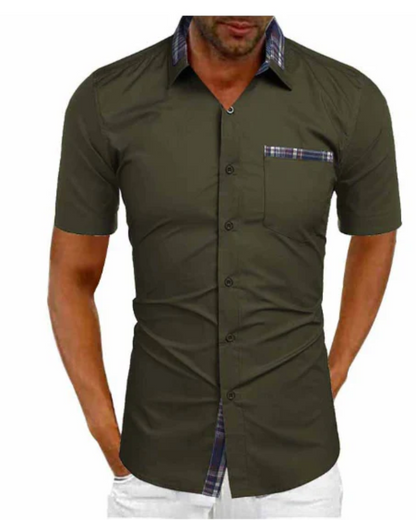 Da Uomo Camicia Manica Corta Colletto Casual Moderna