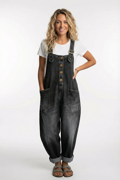 Da Donna Salopette in Denim con Spalline Regolabili