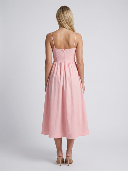 Da Donna Abito Midi con Corpetto Strutturato e Gonna Svasata