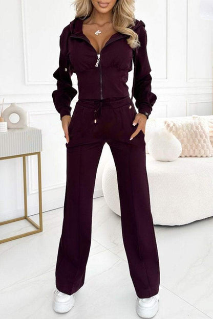 Da Donna Tuta Zip Gamba Ampia Relax Moderna