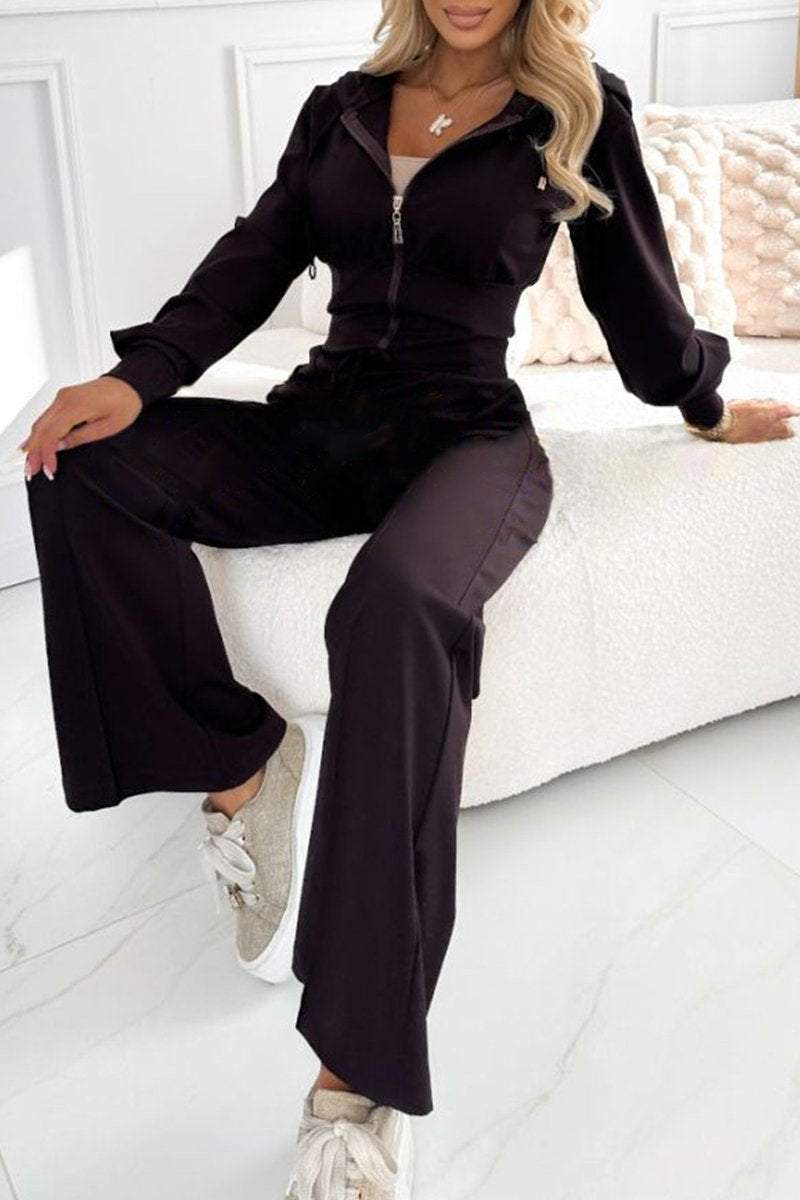 Da Donna Tuta Zip Gamba Ampia Relax Moderna