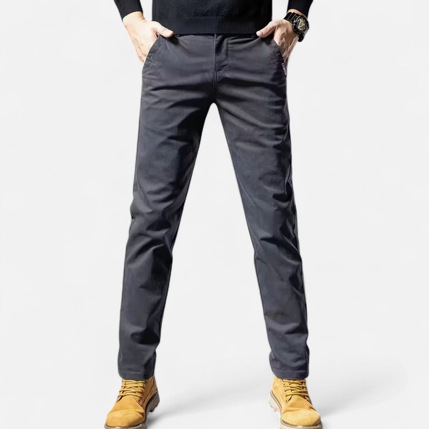 Da Uomo Pantaloni Cotone Gamba Dritta Eleganza Moderna