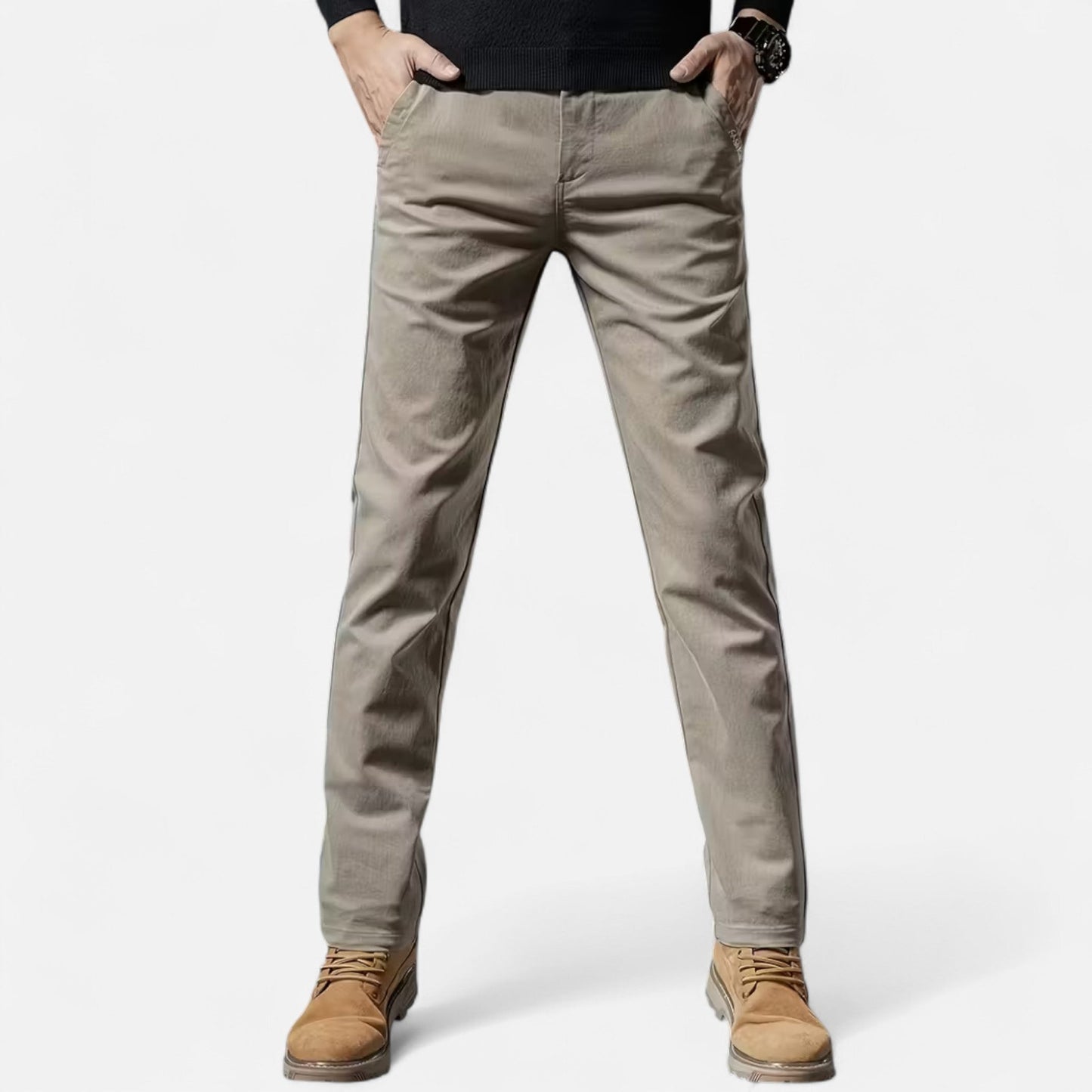 Da Uomo Pantaloni Cotone Gamba Dritta Eleganza Moderna