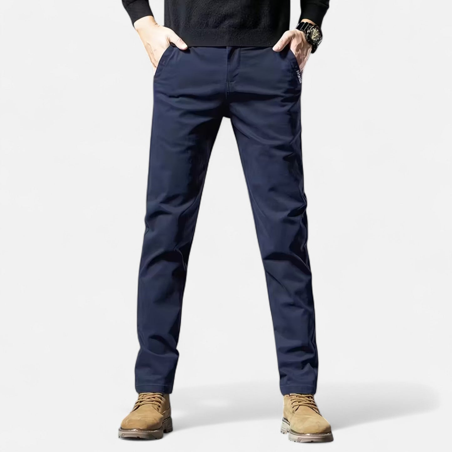 Da Uomo Pantaloni Cotone Gamba Dritta Eleganza Moderna