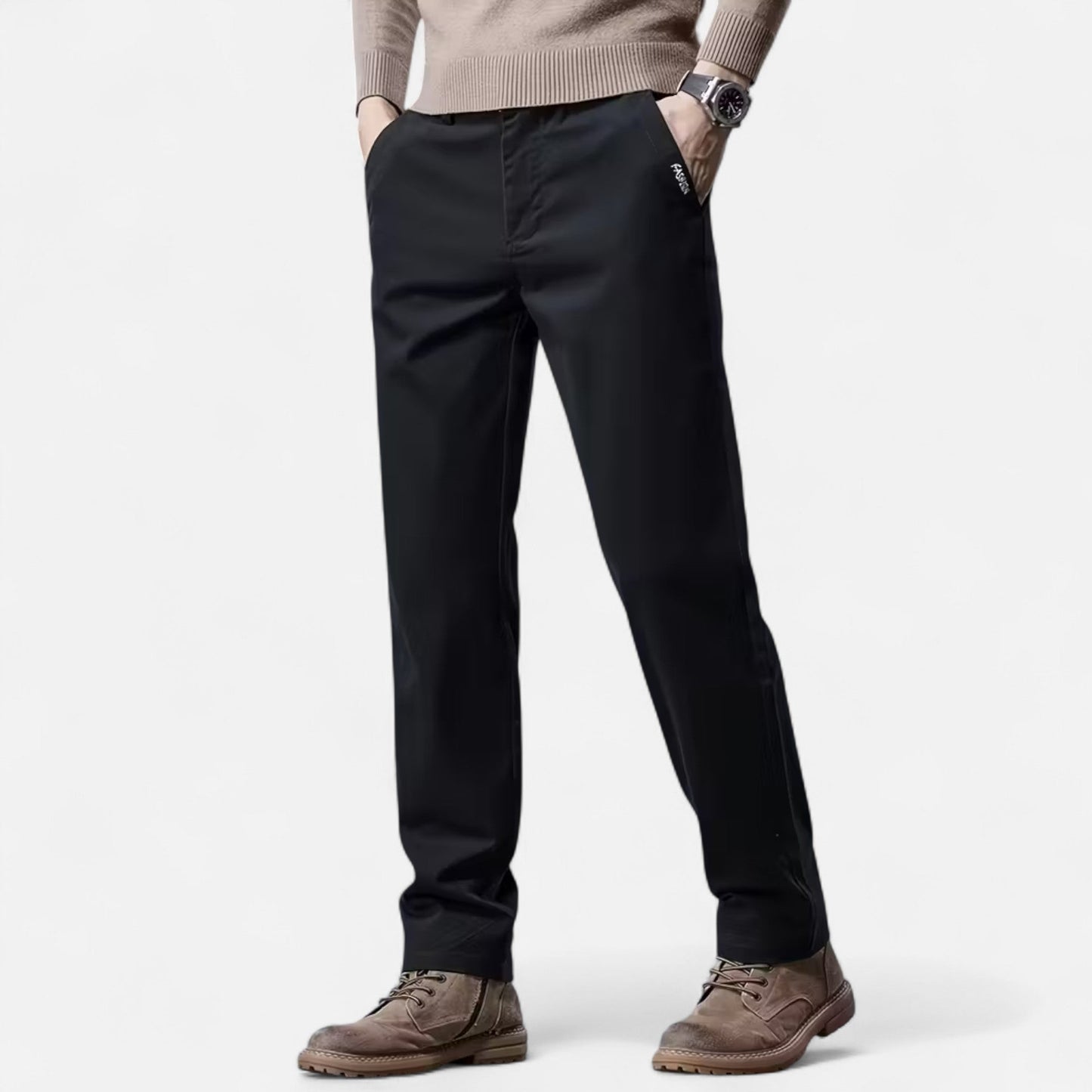 Da Uomo Pantaloni Cotone Gamba Dritta Eleganza Moderna