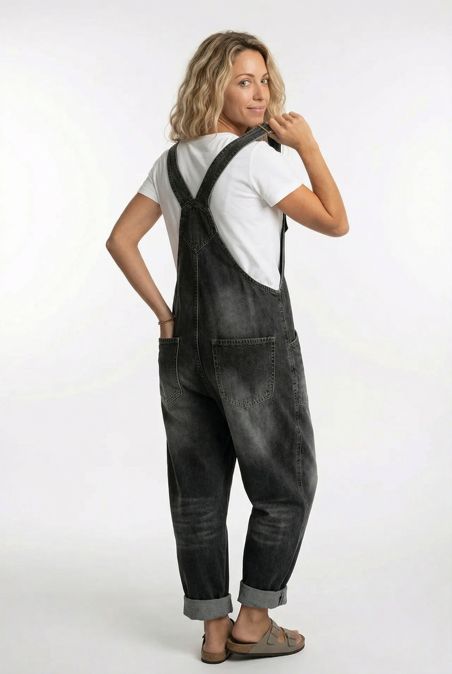 Da Donna Salopette in Denim con Spalline Regolabili