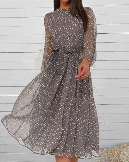 Da Donna Abito Midi Pois con Silhouette Fluttuante