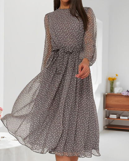 Da Donna Abito Midi Pois con Silhouette Fluttuante