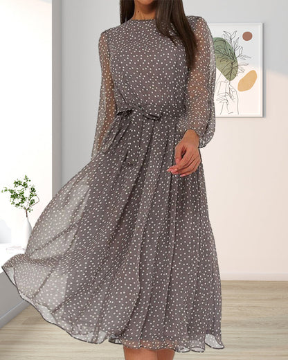Da Donna Abito Midi Pois con Silhouette Fluttuante