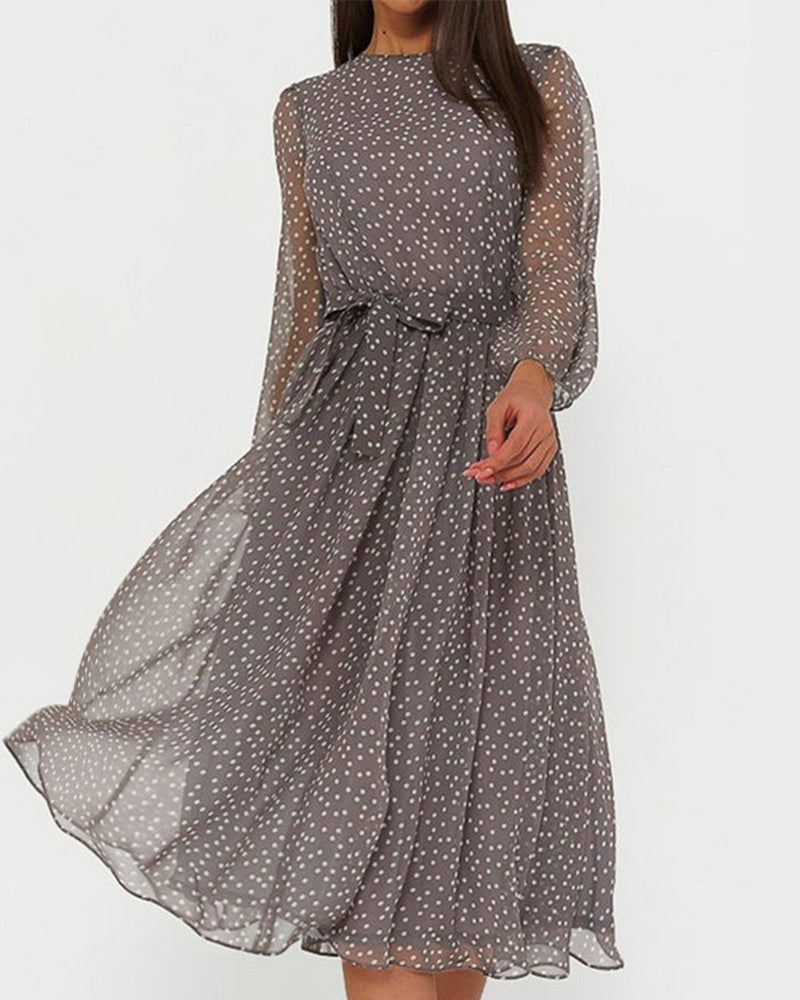 Da Donna Abito Midi Fluido con Maniche Vaporose
