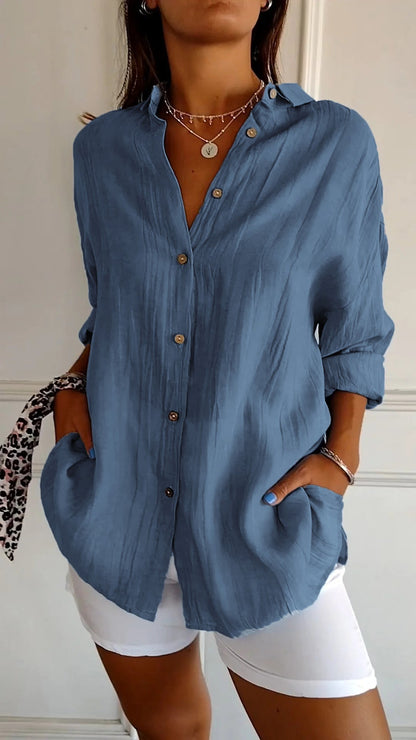 Da Donna Camicia Bottoni Relax Oversize Eleganza Moderna