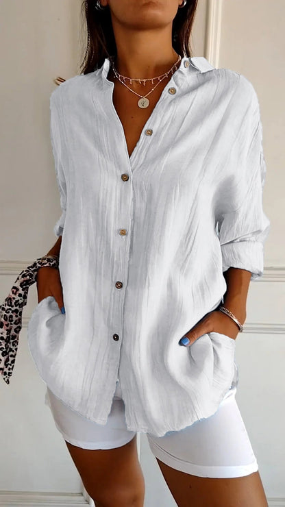 Da Donna Camicia Bottoni Relax Oversize Eleganza Moderna